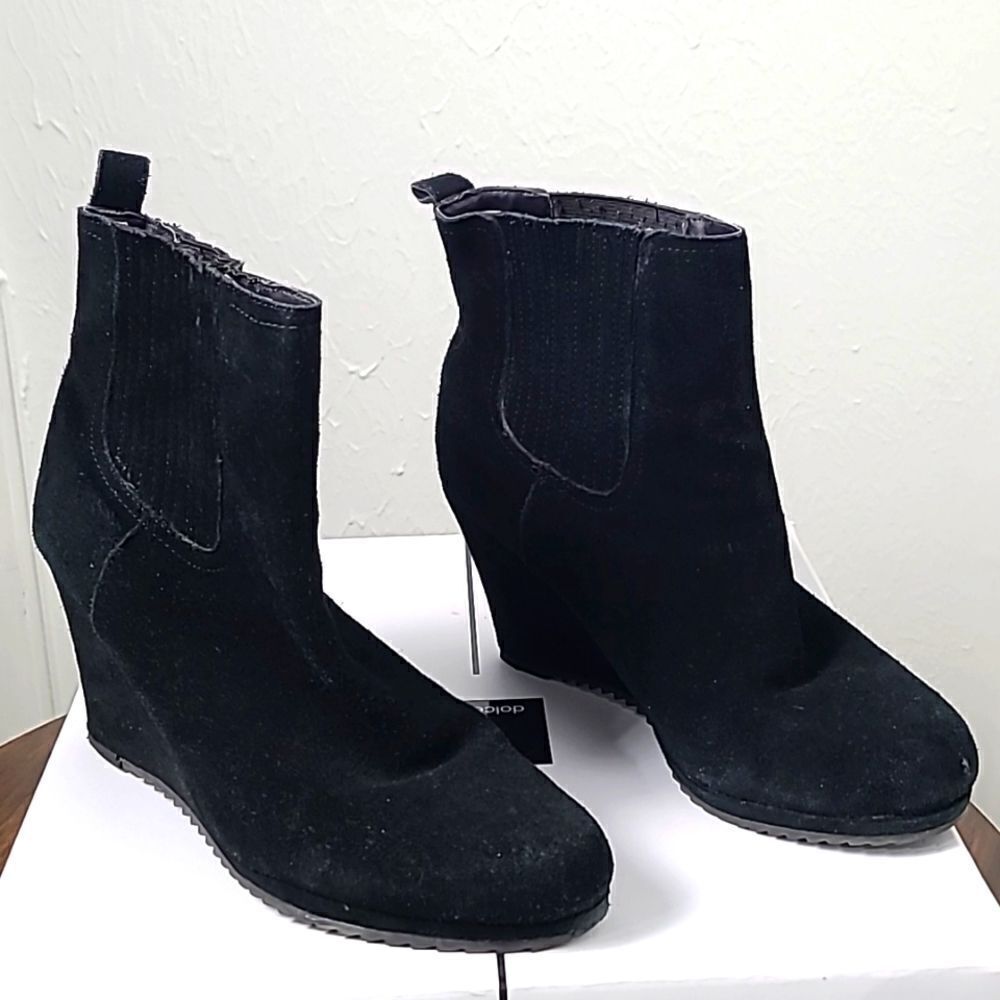 Dolce Vita Black Suede Wedge Boots, Size 7 Shoes